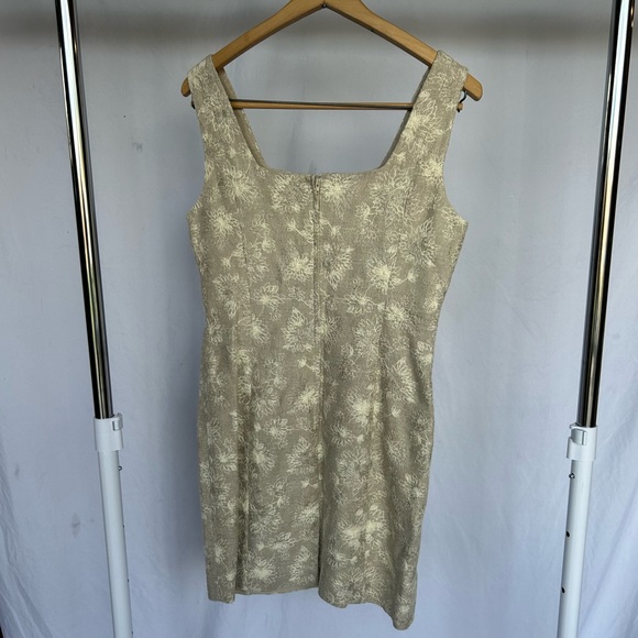 Vintage Wheat Embroidered Linen/Cotton Blend Mini Shift Tank Dress sz 8 - Picture 5 of 8